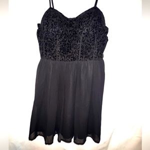 BOG Collective Womens Black Floral Velvet corset dress large